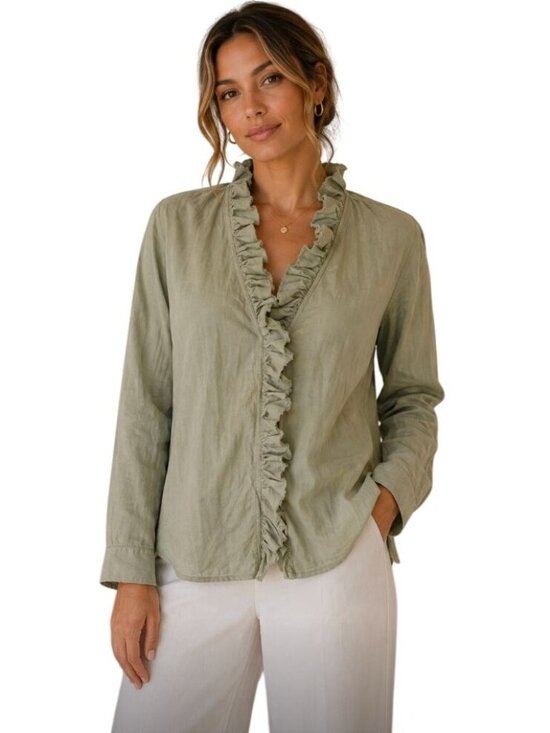 XiRENA Tops - Xirena Kayde Shirt in Parchment Ruffles - Size XS